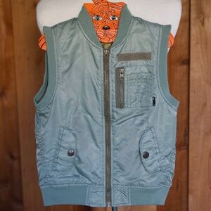 Molo Herku Zip Up Aviator Vest In Sea Spray Army Green Kids 6Y